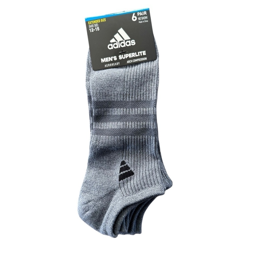 Adidas Superlite‎ Ankle Height Gray & Black Aeroready Athletic Running Socks